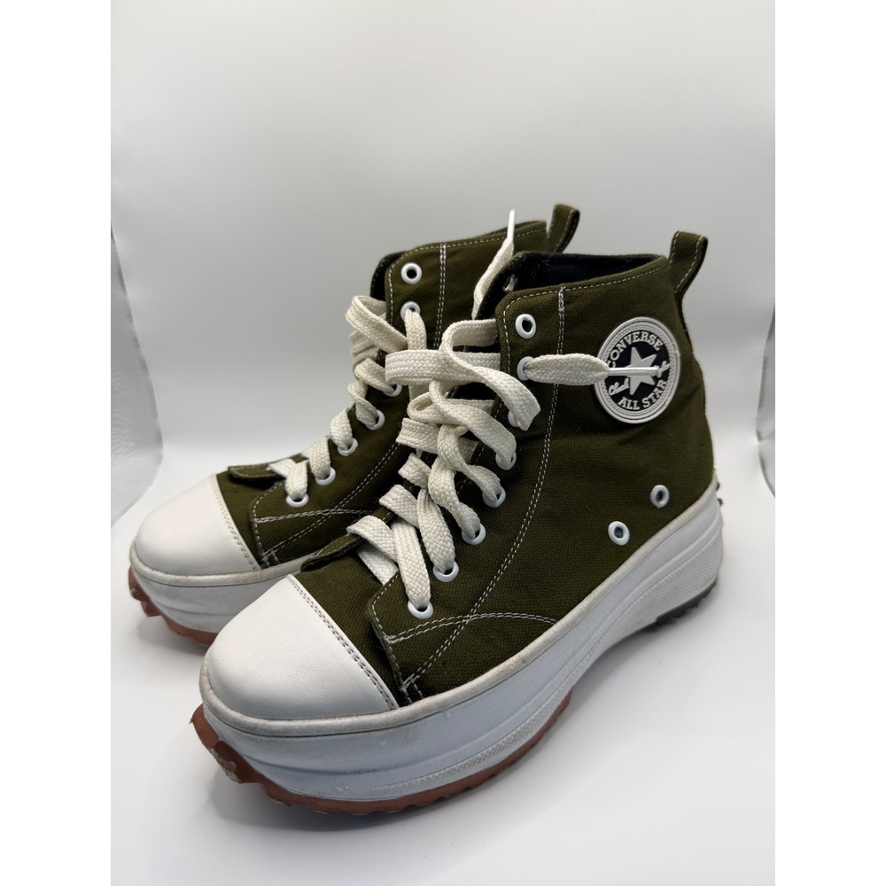 Converse Run Star Hike High Top Platform Sneakers Olive Green Mens 7 Womens 8.5